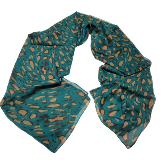 Teal Animal Print Colored Scarf NEW - Picture 2 of 6